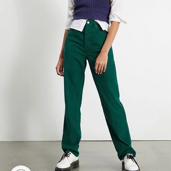 Pac Sun High-Waisted Dad Jeans Corduroy Pants. Deep Green. Size 29. - Picture 1 of 11